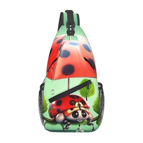 Crossbody Bags Lustiger MarienInsect Mit Regenschirmen Anti-Diebstahl Schultertasche Polyester Umhängetasche Für Radfahren Herren Sportlich 19X39Cm von Generic