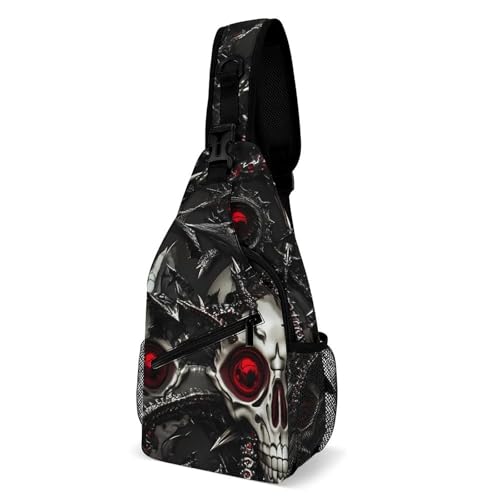 Crossbody Bags Metal Skull Death Ns Multipurpose Casual Daypack Stylisch Brusttasche Für Einkaufen Reisen Herren 19X39Cm von Generic