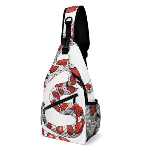Crossbody Bags Rote Und Weiße Schlange Verstellbarer Schultertasche Stylisch Taktisch Brusttasche Für Radfahren Einkaufen Reisen 19X39Cm von Generic