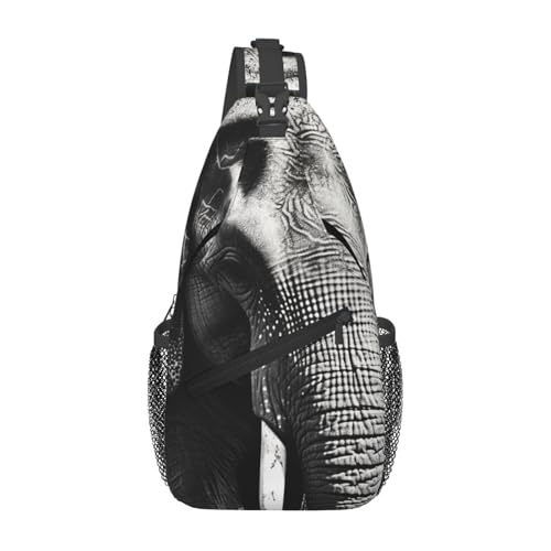 Crossbody Bags Schwarz-Weißer Elefant Multipurpose Casual Daypack Stylisch Sporttasche Für Radfahren Herren Sportlich 19X39Cm von Generic