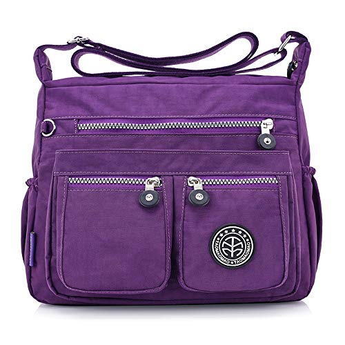 Crossbody-Tasche für Mode feste Farbe Wasser-Nylon-Umhängetasche Umhängetaschen Für Herren (Purple, One Size) von Generic