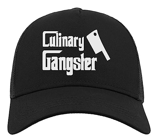 Culinary Gangster Mafia Styled Artwork Halbmaschige Trucker-Cap-Baseballmütze aus Baumwolle Schwarz von Generic