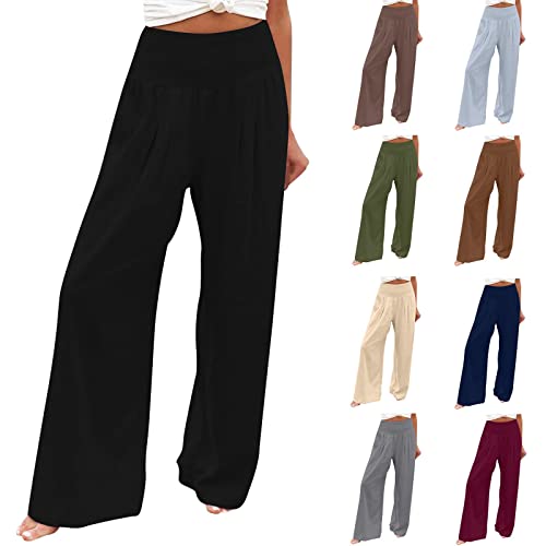 Culottes Hosen Damen Leichte Sommerhose Wickelhose mit Schlitz Weites Bein Leicht Luftige Damen Fashion Sommerhosen Plissee Bequeme Sporthose für Frauen Schlaghose Rüschen Hose Damen Sommer Yogahose von Generic