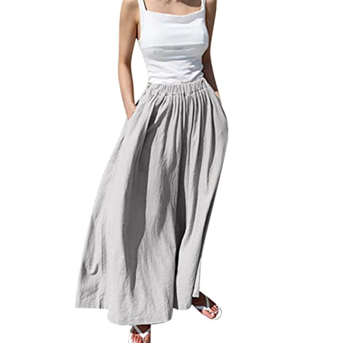 Culottes Hosen Damen Leinenhose Hosenrock Sommer Cropped Leinen Baumwolle 7/8 Hosen für Frauen Sommerhose Damen Leicht Haremshose Luftige Stoffhose Freizeithose Pumphose Yogahose Jogginghose Sporthose von Generic