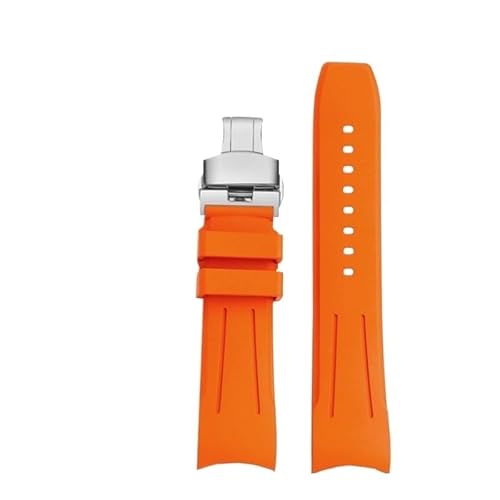 Curved End FMK Strap Für Mido Multiport M049 M049 526 Armband VITON Armband(A-Orange Steel) von Generic