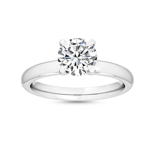 Customize Jewel GIA/IGI 0,60 Karat Rundschliff, natürlicher Erdabbau, echter Diamant-Solitär, 4 Zinken, Verlobungsring aus 14 Karat Weißgold für Frauen, H-SI, natürlicher Diamant, 14 Karat Gold, von Generic