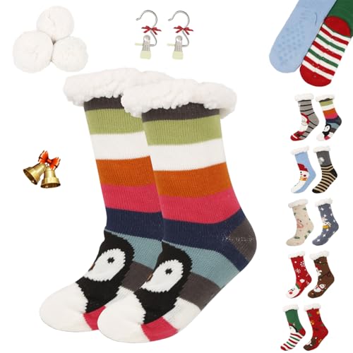 Cute Animal Ultra-Thick Slipper Home Socks, Women Non Slip Soft Cozy Christmas Fuzzy Slipper Socks for Indoor Floor (A) von Generic