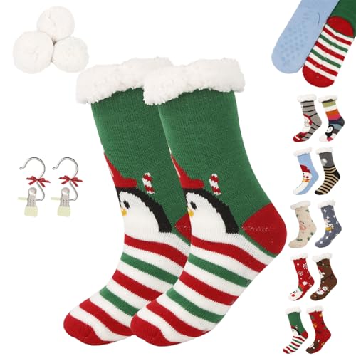 Cute Animal Ultra-Thick Slipper Home Socks, Women Non Slip Soft Cozy Christmas Fuzzy Slipper Socks for Indoor Floor (D) von Generic