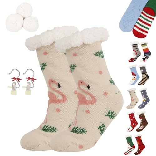 Cute Animal Ultra-Thick Slipper Home Socks, Women Non Slip Soft Cozy Christmas Fuzzy Slipper Socks for Indoor Floor (F) von Generic