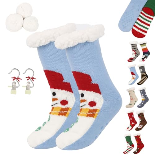 Cute Animal Ultra-Thick Slipper Home Socks, Women Non Slip Soft Cozy Christmas Fuzzy Slipper Socks for Indoor Floor (G) von Generic