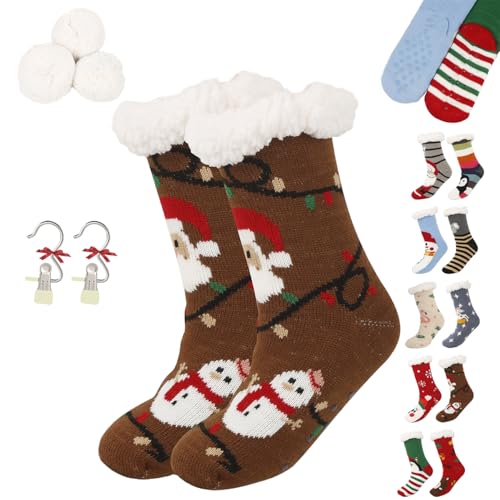 Cute Animal Ultra-Thick Slipper Home Socks, Women Non Slip Soft Cozy Christmas Fuzzy Slipper Socks for Indoor Floor (J) von Generic