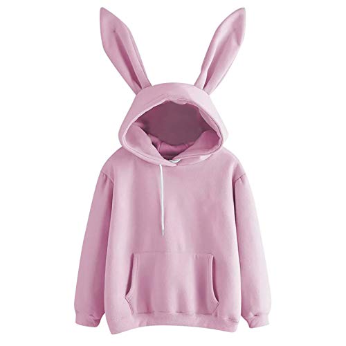 Cute Hoodie Damen Bunny Ear Kawaii Hoodie Kapuzenpullover Langarm Pullover Hasenohren Sweatshirt Mit Kapuze Jacke MäNtel Pulli Teenager MäDchen Oversize Pullover Hoodies von Generic