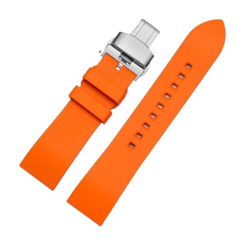 DSHDFJ 20 Mm, 22 Mm, 24 Mm Fluorkautschuk-Uhrenarmband, Schnellverschluss-Armband, Kompatibel Mit Uhren Jeder Marke(Orange silver,24mm) von Generic
