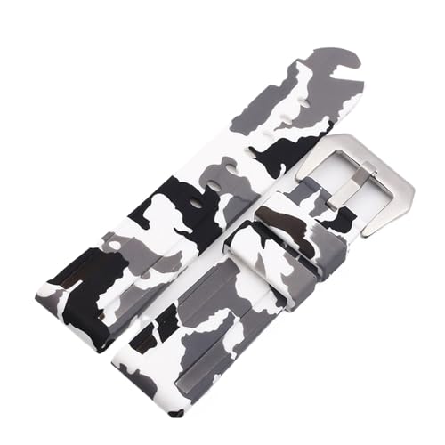 DSHDFJ 22 mm 24 mm 26 mm Tarnung gefärbtes Gummiarmband kompatibel mit Herrenuhr Uhrenarmband kompatibel mit Getriebe S3 Classic Panerai, 26mm von Generic