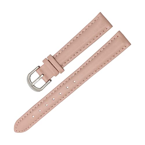 DSHDFJ Echtes Leder Armband 14mm 16mm 18mm 20mm Weiche Uhr Band Einfache Uhrenband Womens Leder Armband Blaue Farbe(Pink silver buckle,14mm) von Generic