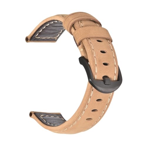 DSHDFJ Mode ölwachs echtes Leder uhrband 19mm 20mm 21mm 22mm 23mm 24mm Uhr windgurte Armbands gürtel braun blau schwarz(Crazy Horse brown1-B,21mm) von Generic