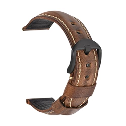 DSHDFJ Mode ölwachs echtes Leder uhrband 19mm 20mm 21mm 22mm 23mm 24mm Uhr windgurte Armbands gürtel braun blau schwarz(Oil Wax Light brownB,20mm) von Generic
