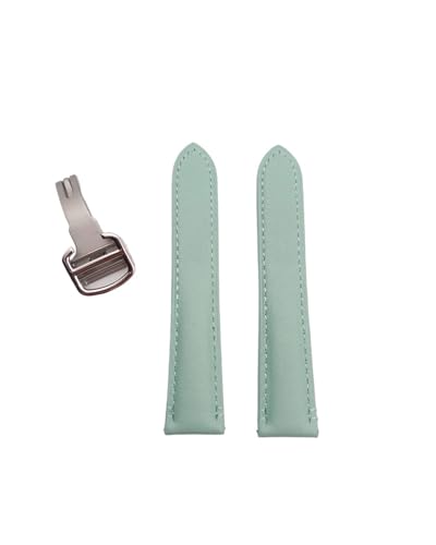DSHDFJ Uhrenarmband kompatibel mit Herren Damen Armbanduhr mit Faltschließe, Zubehör, weiches Uhrenarmband aus echtem Leder, Gürtel(Light green silver,24mm) von Generic