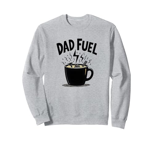 Dad Fuel: Kaffeebecher mit Werkzeug für handliche Väter Sweatshirt, Unisex für Erwachsene, Grau Meliert, L von Generic
