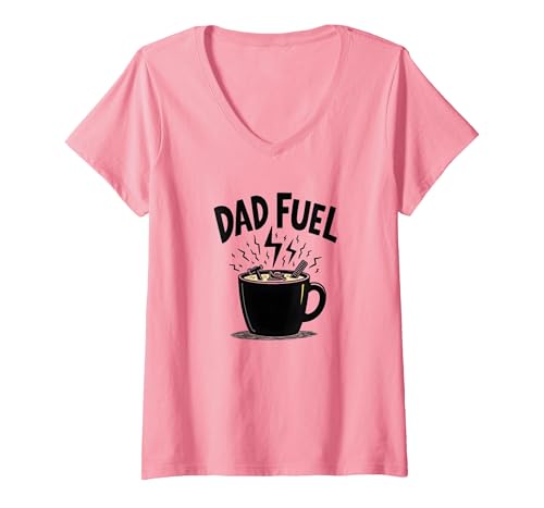 Dad Fuel: Kaffeebecher mit Werkzeug für handliche Väter T-Shirt mit V-Ausschnitt, Damen, Rosa, L von Generic