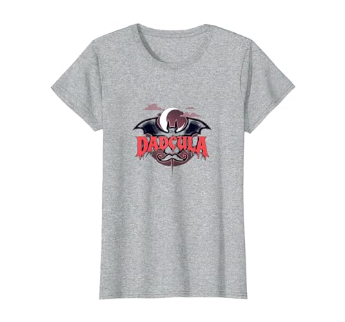 Dadcula: Spooky Dad Halloween Vampir Fledermaus Schnurrbart T-Shirt, Damen, Grau Meliert, L von Generic