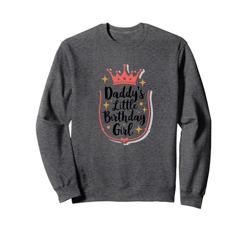 Daddy's Little Birthday Girl Papa of The Birthday Girl Crown Sweatshirt, Unisex für Erwachsene, Anthrazit Meliert, L von Generic