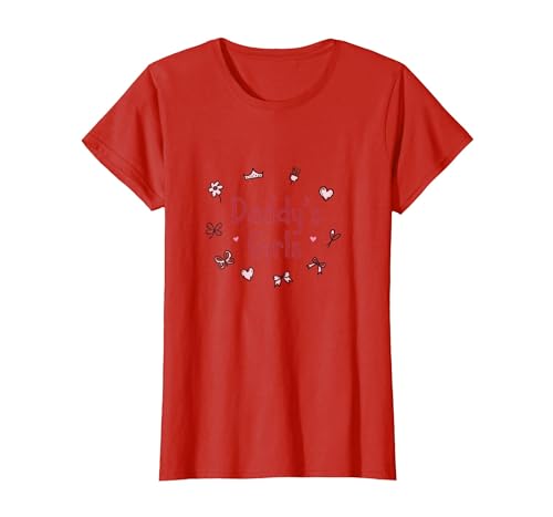 Daddys Mädchen Niedliche Prinzessin Schmetterling Herzen Geschenk T-Shirt, Damen, Rot, XL von Generic
