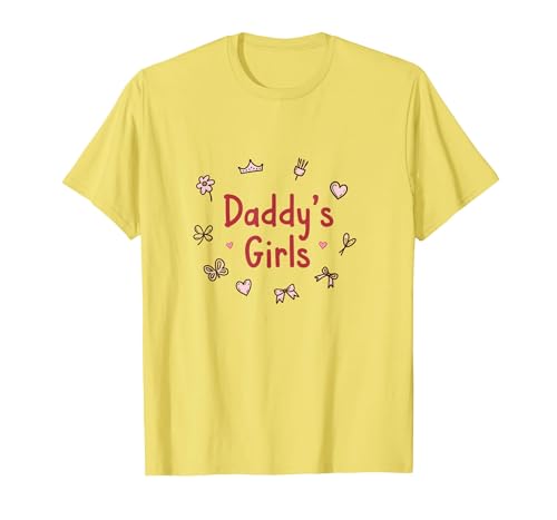Daddys Mädchen Niedliche Prinzessin Schmetterling Herzen Geschenk T-Shirt, Herren, Gelb, 3XL von Generic