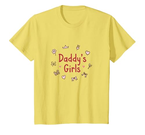 Daddys Mädchen Niedliche Prinzessin Schmetterling Herzen Geschenk T-Shirt, Kinder, Gelb, 98 von Generic