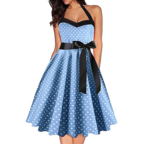 Damen 50er Jahre Kleid Vintage Cocktailkleid Neckholder 1950er Rockabilly Petticoat Kleid Freizeitkleid Damen 50er Jahre Kleid Vintage Cocktailkleid Neckholder 1950er Rockabilly Petticoat Kleid Freizeitkleid von Generic