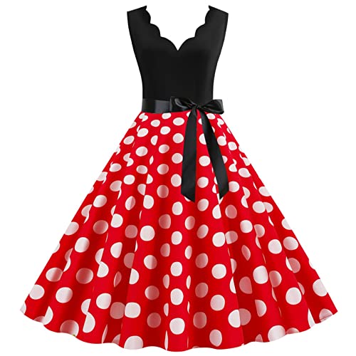 Damen 50er Jahre Kleid Vintage Cocktailkleid Neckholder 1950er Rockabilly Petticoat Kleid Freizeitkleid Damen 50er Jahre Kleid Vintage Cocktailkleid Neckholder 1950er Rockabilly Petticoat Kleid Freizeitkleid von Generic