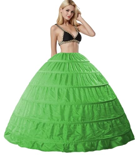 Damen 6 Reifrock Brautkleid Lang Petticoat A-Linie Unterrock Rockabilly Barock Kleid Unterröcke Krinoline 6 Ringe mit Rüschen fur Hochzeit Karneval Halloween Ball Prom(Grün) von Generic