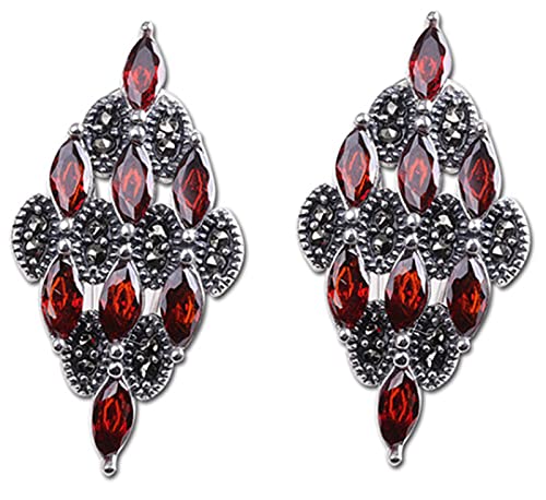 Damen 925 Silber Schmuck Granatapfel Rote Ohrringe für Frau und Freundin von Generic
