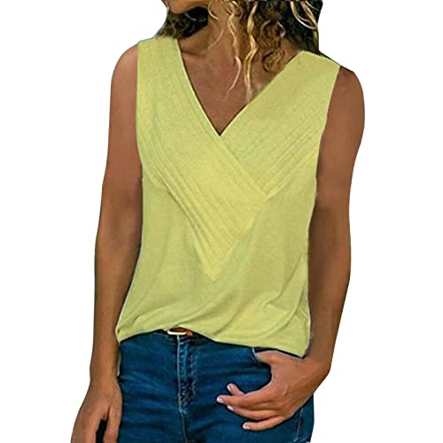 Damen Ärmellose Pailletten Weste Club Abend Damen Party Top Strapsweste Blume Top für Frauen (03B-Gelb, L) von Generic