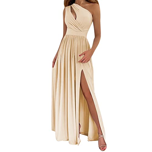 Damen Abendkleid Lang mit Schlitz - Schulterfreies Kleid Damen Sexy -Langes Kleider Elegant Off Shoulder High Waist Festlich Partykleid Maxikleid Abendkleider Cocktailkleid Brautjungfer Ballkleider von Generic