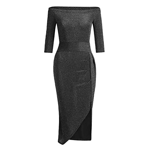 Damen Abendkleider Elegant für Hochzeit Brautjungfernkleider Lang Chiffon Brautjungfernkleider Ärmellos Schlitz Ballkleider mit quadratischem Ausschnitt von Generic