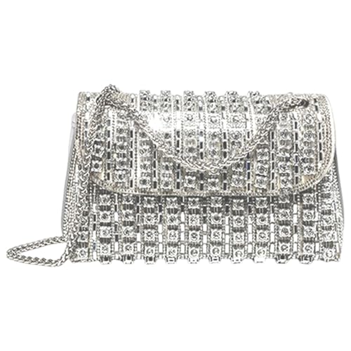Damen Abendtaschen - Strass Damen Handtaschen mit weichem Strass | Fashion Diamond Design Leichte Luxus Diamant Tasche Dance Umhängetasche für Abendessen unter den Achseln für Party, silber, Damen Abendtaschen - Strass Damen Handtaschen mit weichem Strass | Fashion Diamond Design Leichte Luxus Diamant Tasche Dance Umhängetasche für Abendessen unter den Achseln für Party, silber, von Generic
