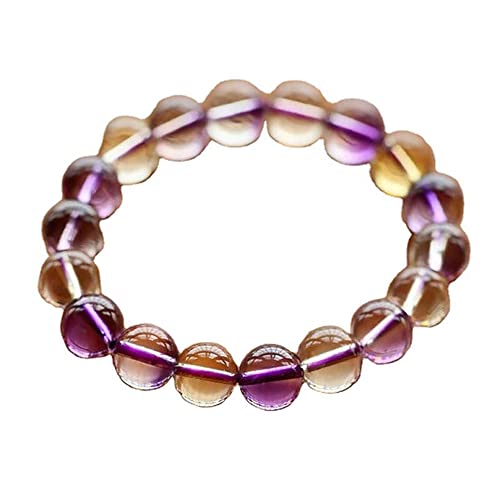 Damen Amethyst Armbänder, lila gelbe Kristall Perlen Armband, schöne glückliche Kristall Schmuck Geburtstagsgeschenk 6-12 mm runde Perlen Armreif (12 mm) von Generic