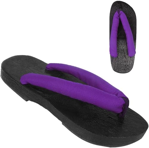 Damen Anime Cosplay Clog Schuhe für Tanjirou Japanische Sandalen Geta Holz Anti-Rutsch Flip-Flops Prop Oshitari (Lila,43) von Generic