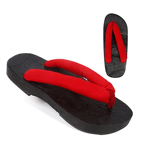Damen Anime Cosplay Clog Schuhe für Tanjirou Japanische Sandalen Geta Holz Anti-Rutsch Flip-Flops Prop Oshitari (Rot,37) von Generic