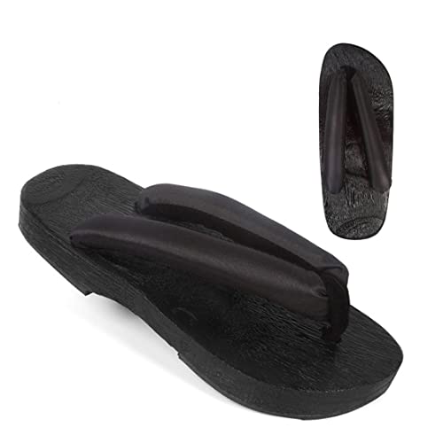 Damen Anime Cosplay Clog Schuhe für Tanjirou Japanische Sandalen Geta Holz Anti-Rutsch Flip-Flops Prop Oshitari (Schwarz,37) von Generic
