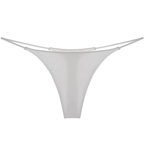 Damen Atmungsaktive Baumwolle Tanga Höschen Frauen Doppelriemen Sexy Tanga Niedrige Taille Doppel Baumwolle T-Form Höschen Baumwolle Unterwäsche für Frauen, weiß, 36 von Generic