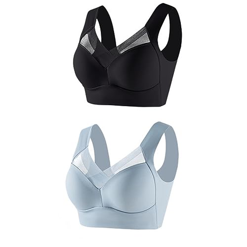Damen BH Große Brüste Ohne Bügel Comfy Haltungskorrektur BH 2er Pack Große Größen Gepolstert Push Up BH Damen Großer Trägerloser Spitzen Unterwäsche Dünner Verstellbarer BH Sport Bustier Damen Damen BH Große Brüste Ohne Bügel Comfy Haltungskorrektur BH 2er Pack Große Größen Gepolstert Push Up BH Damen Großer Trägerloser Spitzen Unterwäsche Dünner Verstellbarer BH Sport Bustier Damen von Generic