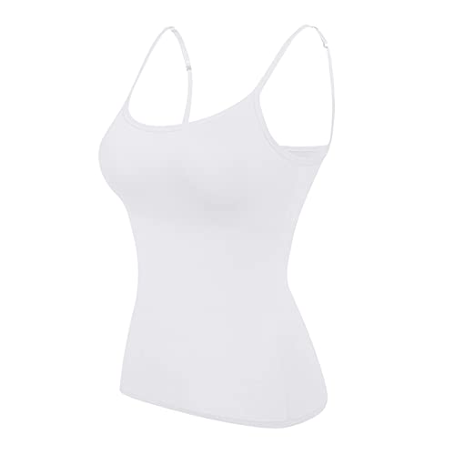 Damen BH-Hemd Unterhemd Cami mit integriertem BH Spaghettiträger Oberteil Tank-Top Shaping BH Hemd mit Angebrachter BH Spaghetti Träger Gepolstert V-Ausschnitt Ärmellos von Generic