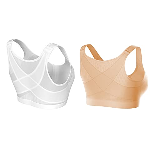 Damen BH Ohne Bügel Schlaf Bustier Tops Komfort Starker Halt Vorne Vershcluss Rückenstütze Haltungskorrektur BH Ungepolstert Senioren BH Schlaf Still Sport Bralette in vielen Farben von Generic