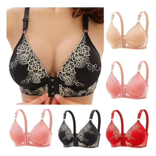 Damen BH mit Vorderverschluss Ohne Bügel Bustier Große Brüste Starker Halt Sport-BHS Push Up Damen-BHS Still Unterwäsche Bra Spitzen Bralette Baumwolle Meine Bestellungen Anzeigen Schwarz L von Generic