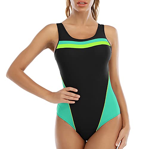 Damen Badeanzug Bauchweg Einteiler Rückenfreie Figurformend Raffung Badeanzug Damen Sport Badeanzug Racerback Schwarz Sport Bademode Strandmode Push Up Badeanzug Body Shaping Bademode von Generic