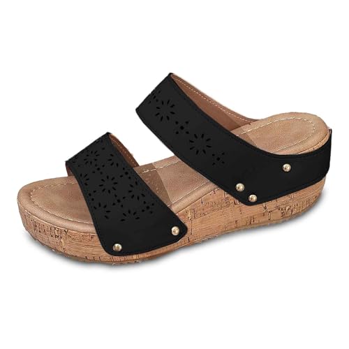 Damen Badeschuhe Sommer Menschen Badelatschen schwarz Espadrilles Eva rutschfeste Pantoletten Blockabsatz barfuss Freizeit Hausschuhe leicht Schuhe von Generic