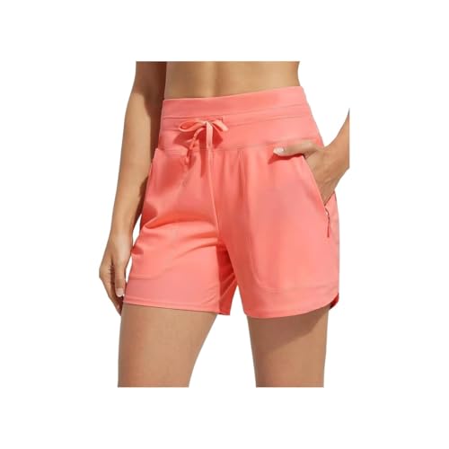 Damen-Badeshorts (12,7 cm), hoch tailliert, schnelltrocknend, Badehose, Damen-Badeshorts mit Innenfutter (Red,XL) von Generic