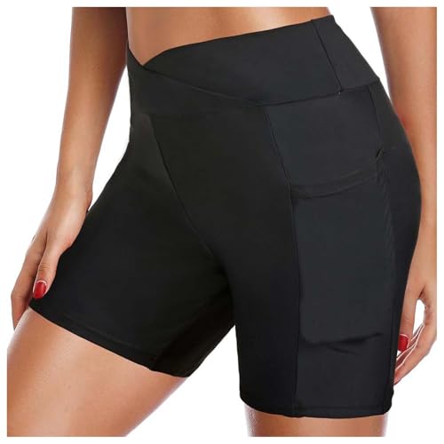 Damen Badeshorts Bauchkontrolle High Waist Badehose Kurz Baderadler Frauen Große Größen schwimmshort UV Schutz Bikini Shorts von Generic